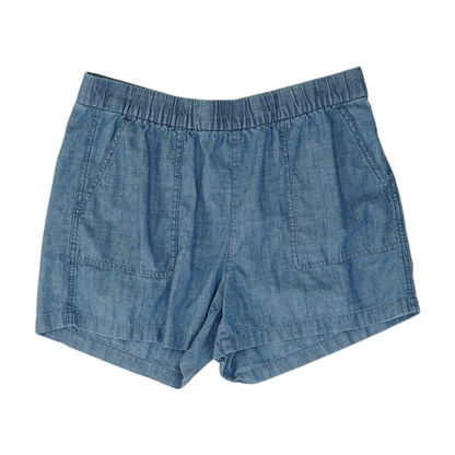 Blue Solid Knit Shorts