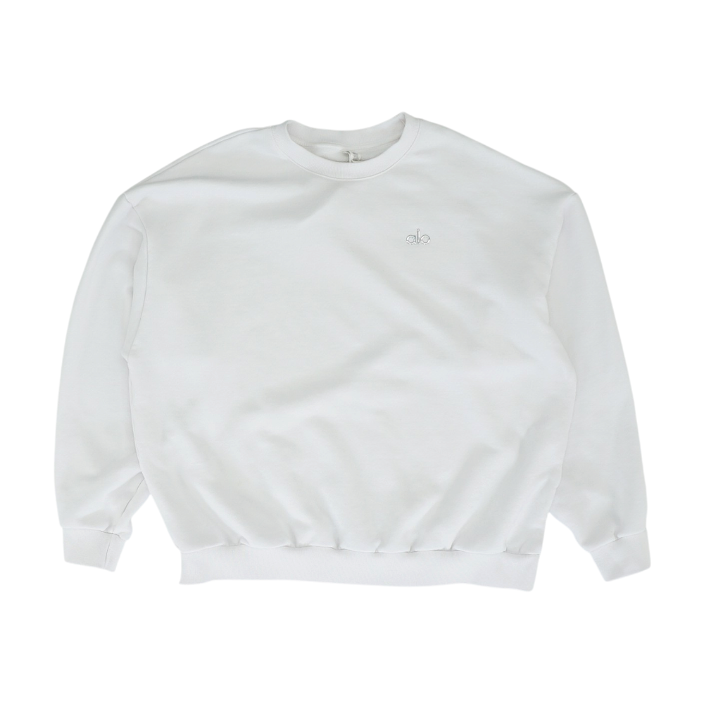 White Solid Sweatshirt Pullover