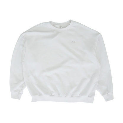 White Solid Sweatshirt Pullover