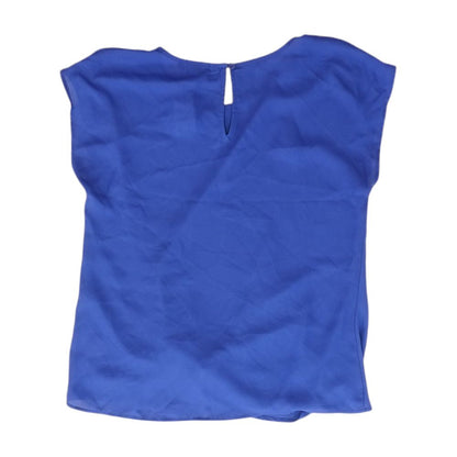 Blue Solid Short Sleeve Blouse
