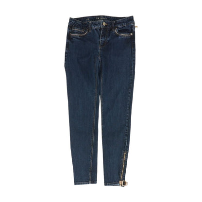 Blue Solid Mid Rise Skinny Leg Jeans