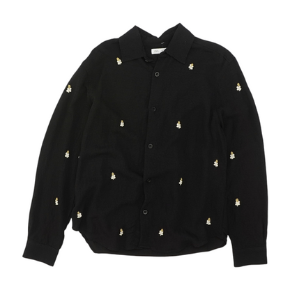 Black Solid Long Sleeve Button Down