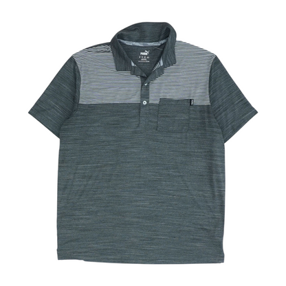 Gray Striped Short Sleeve Polo