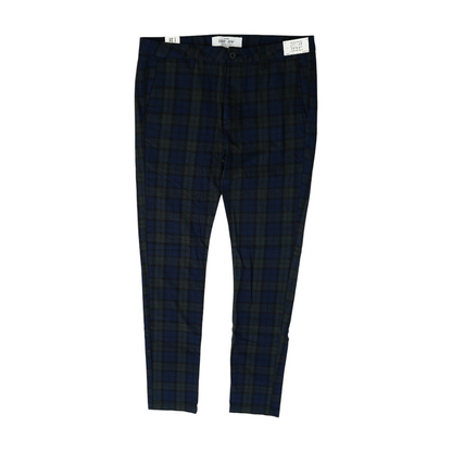 Navy Plaid Skinny Pants