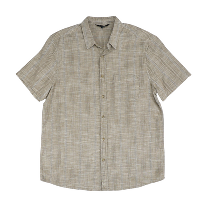 Brown Striped Short Sleeve Button Down
