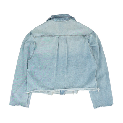 Vintage Charm Blue Solid Denim Jacket – Image 2