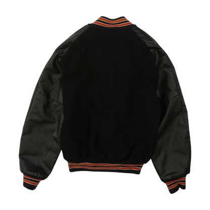 Vintage Black Solid Varsity Jacket