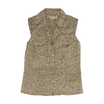 Beige Animal Print Button Down