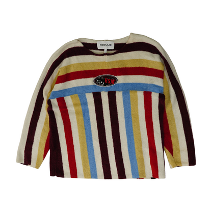 White Striped Pullover Sweater