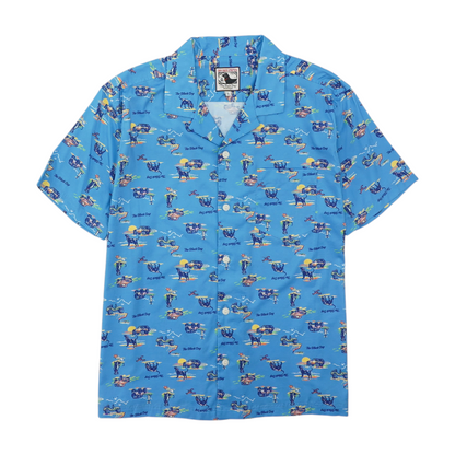 The Black Dog Blue Graphic Short Sleeve Button Down – Image 1