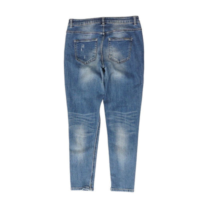 Blue Solid High Rise Skinny Leg Jeans