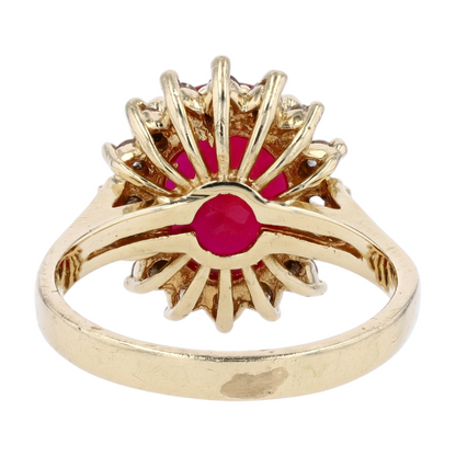 Yellow Gold Synthetic Ruby Statement Ring