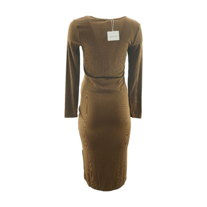 Brown Maternity Midi Dress