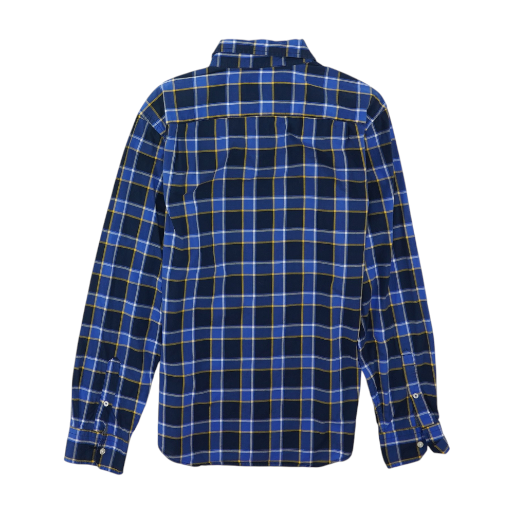 Navy Plaid Long Sleeve Button Down