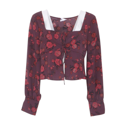 Maroon Floral Cardigan