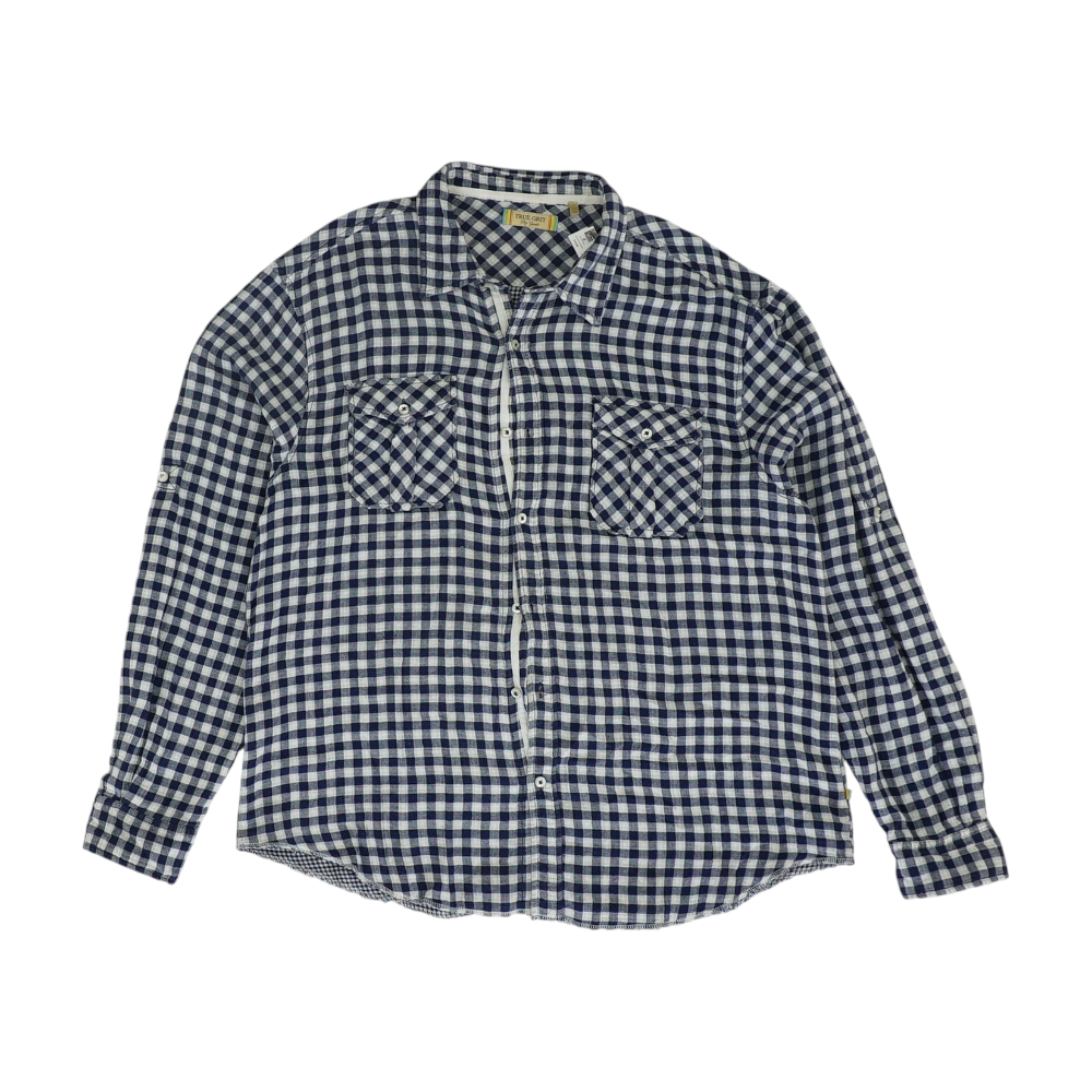 Navy Check Flannel Button Down