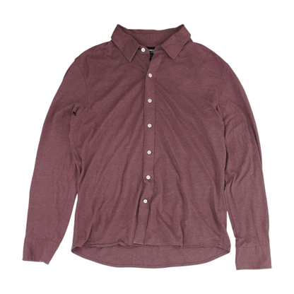 Maroon Solid Long Sleeve Button Down