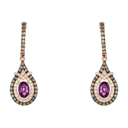 1 3/4 ctw 14K Rose Gold Garnet Dangle Earrings