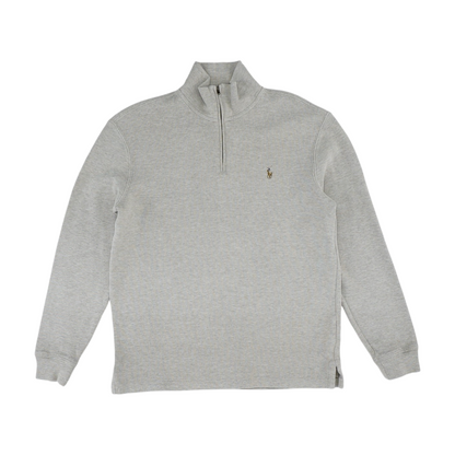 Beige Solid 1/4 Zip Sweater