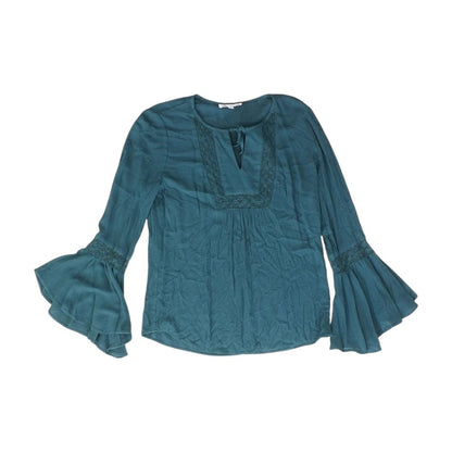 Green Solid Long Sleeve Blouse