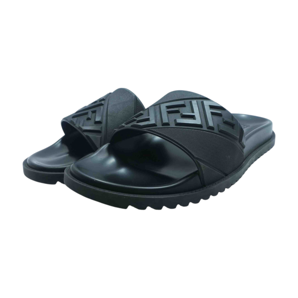 Fendi Black 7X1377 Rubber Slides – Image 8