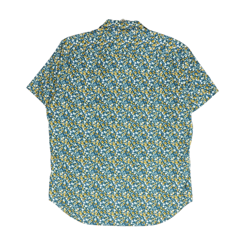 Teal Floral Short Sleeve Button Down