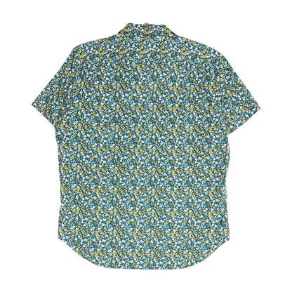Teal Floral Short Sleeve Button Down