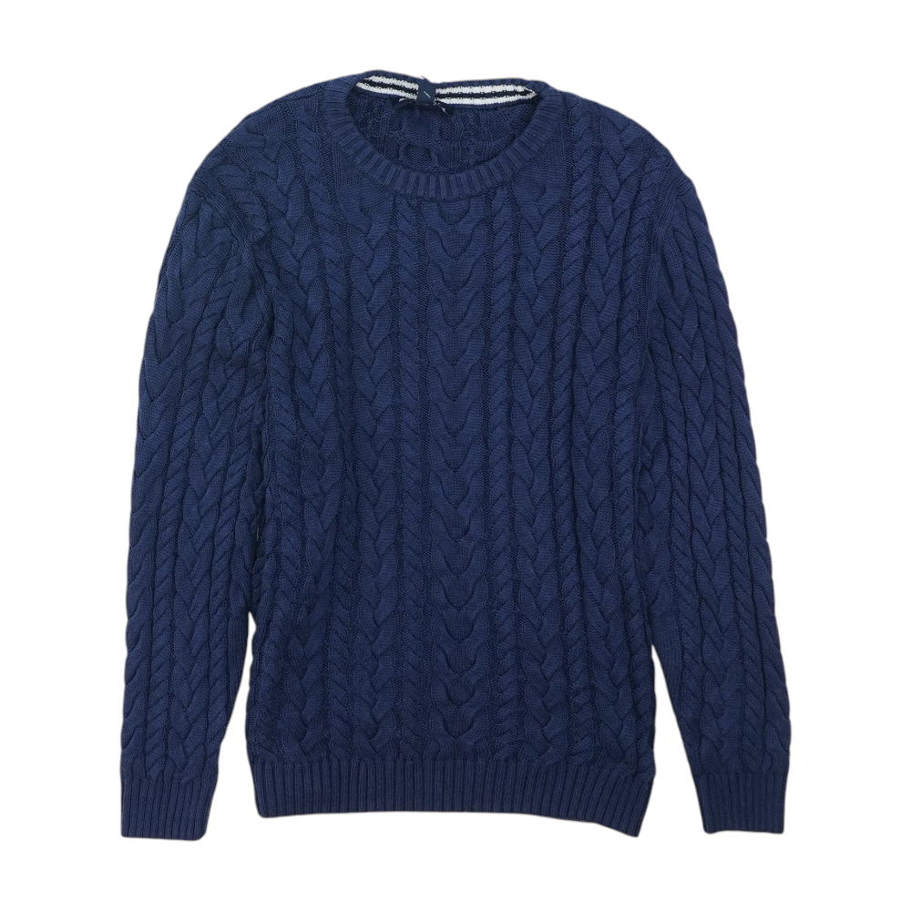 Blue Solid Pullover Sweater