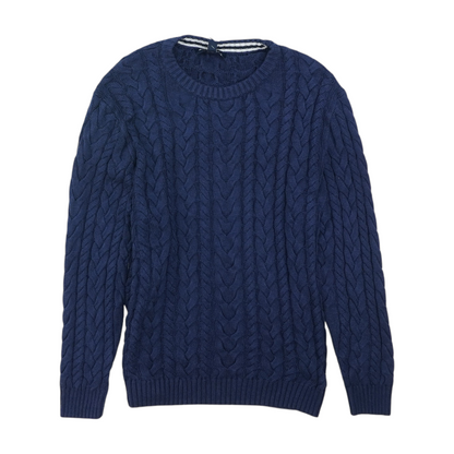 Blue Solid Pullover Sweater