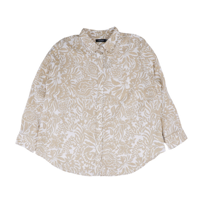 Beige Plus Floral Button Down