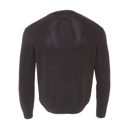 Brown Cotton and Silk Knit Crewneck Sweater