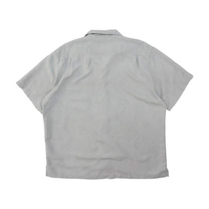 Gray Solid Short Sleeve Button Down