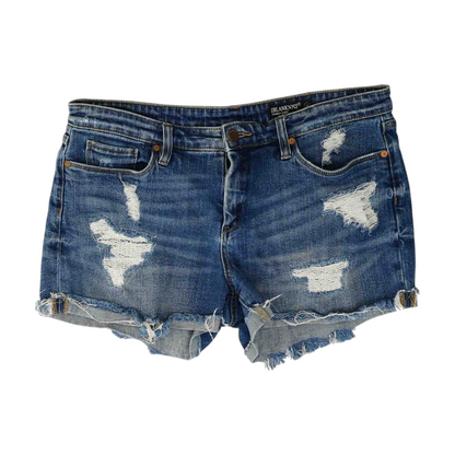 Blue Solid Denim Shorts