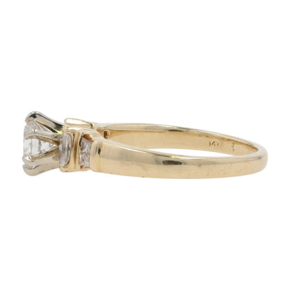 1/2 Ct 14K Gold Round Diamond Center And Accented Shank Engagement Ring