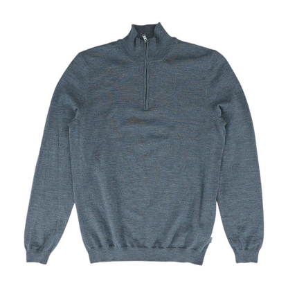 Gray Solid 1/4 Zip Sweater