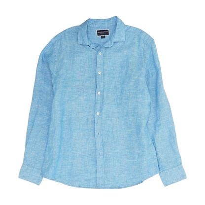 Blue Solid Long Sleeve Button Down