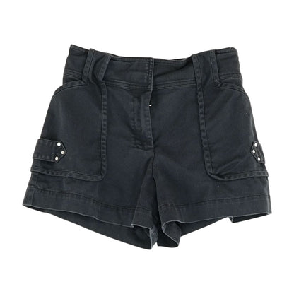 Black Solid Denim Shorts