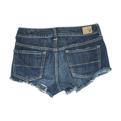 Blue Solid Denim Shorts