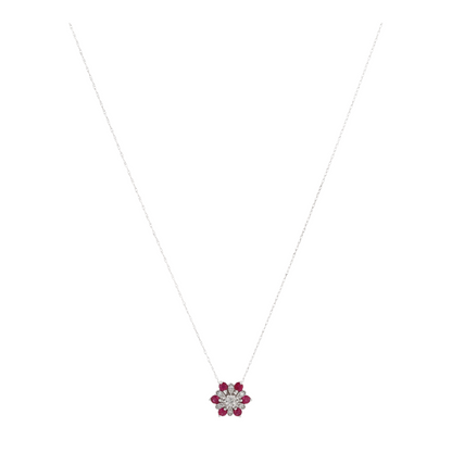 1/3 ctw 14K White Gold Ruby Pendant Necklace