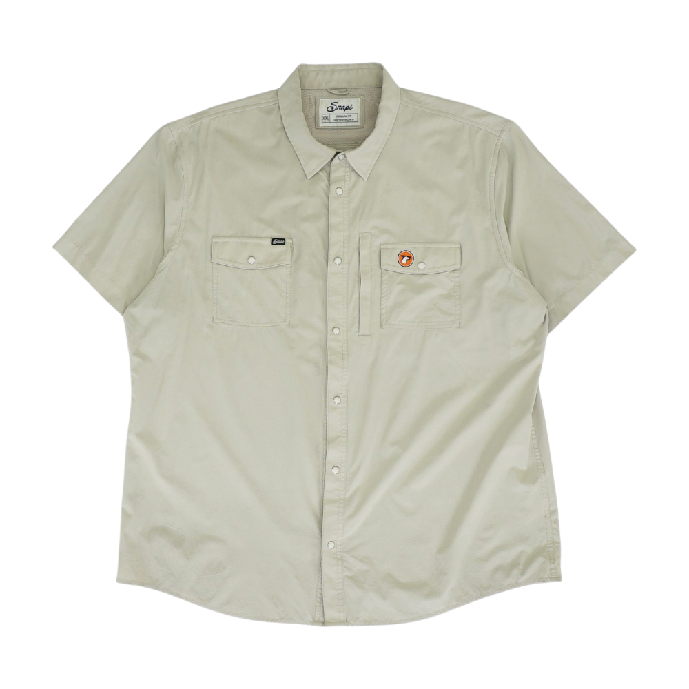 Beige Solid Outdoor Button Down