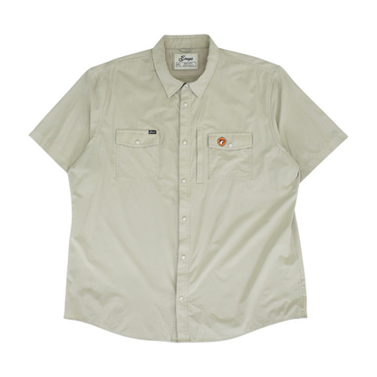 Beige Solid Outdoor Button Down