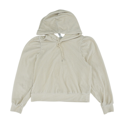 Beige Solid Hoodie Pullover