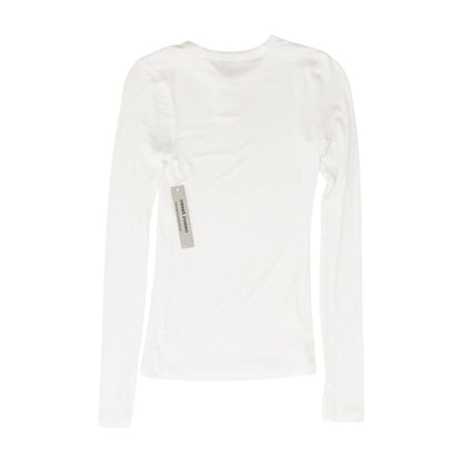 White Solid Crewneck Knit Top