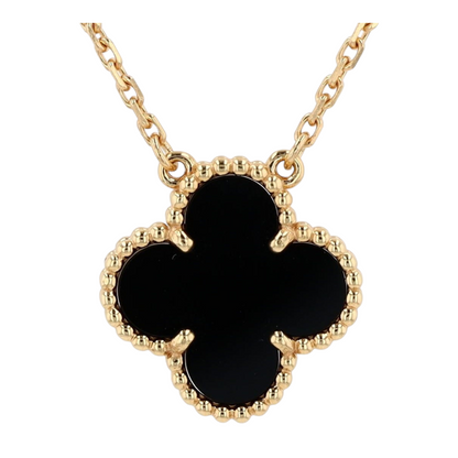 18K Yellow Gold Onyx Pendant Necklace