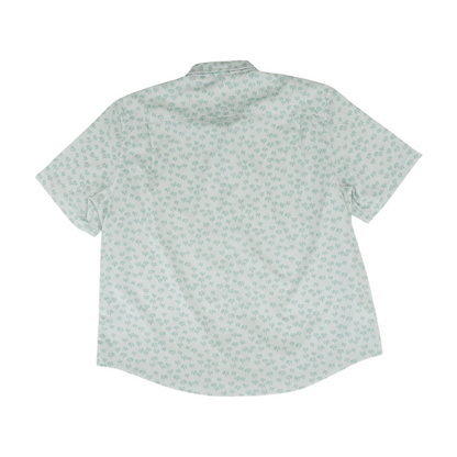 White Tropical Short Sleeve Button Down