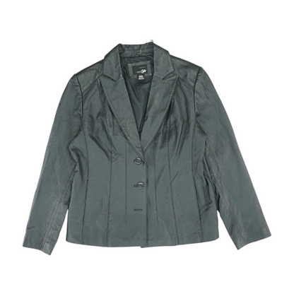 Black Solid Leather Jacket