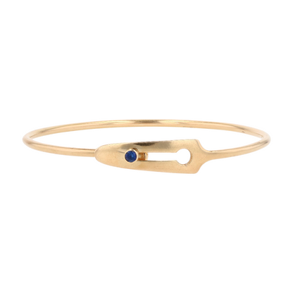 14K Yellow Gold Blue Stone Bangle Bracelet