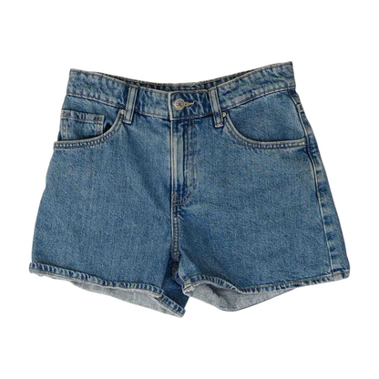 Blue Solid Denim Shorts