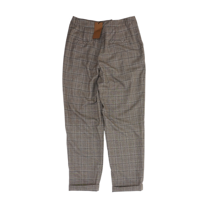 Brown Plaid Regular Pants