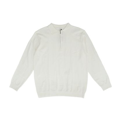 White Solid 1/4 Zip Sweater